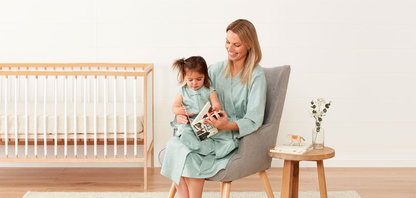 Mom reading to daughter as part of her daily bedtime routine