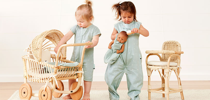 Toddler and preschooler preparing for bed